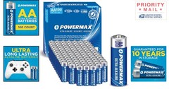 100 Count AA Alkaline Batteries Long Shelf Life 10 for Household Use
