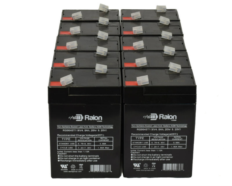 Raion Power 6V 4.5Ah Battery For SEC 6-MP-4.5 – 10 Pack