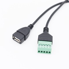 1FT USB A Female to 5 Pin Screw Terminal Connector Plug w/ Shield Adapter Cable