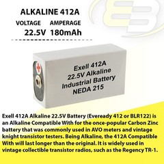 Exell 412A Alkaline 22.5V Battery NEDA 215 Compatible With 15F20,BLR122,V72PX