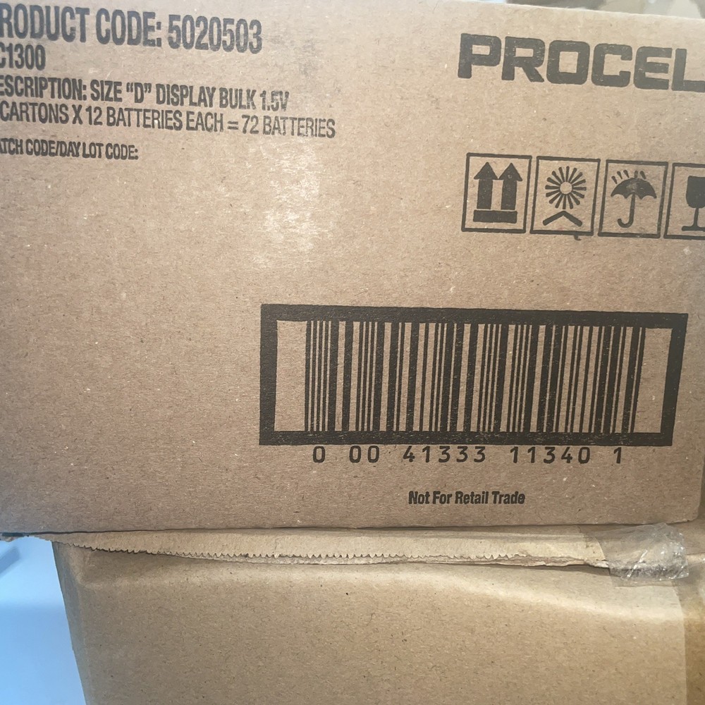 Procell Alkaline D Batteries, 1.5V – 6 packs of 12 (Case of 72) (PC1300)