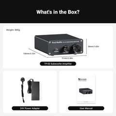 Fosi Audio TP-02 Subwoofer Amplifier Mini Digital Sub Bass Integrated Amp 220W