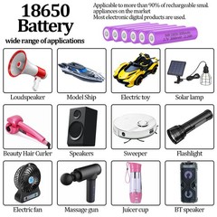 186&&&50 Battery for 2 Pack 3.7 Volt 186&&&50 Rechargeable 3000mAh Blue