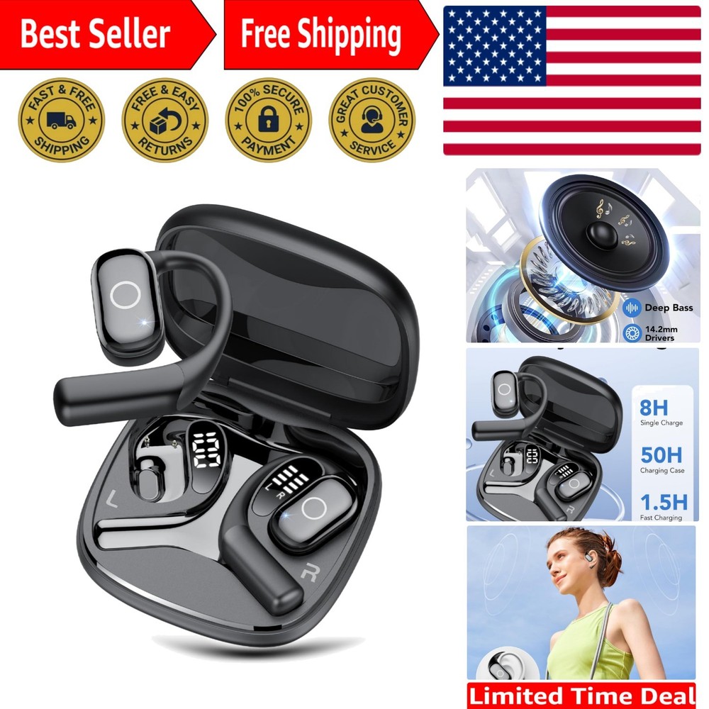 Open-Ear Bluetooth 5.4 Headphones with 50H Playtime & Active Noise Cancelling