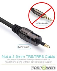 FosPower 3 6 10 FT Toslink to Mini SPDIF Fiber Optic Audio Digital Optical Cable