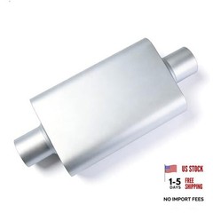 Universal 2.25″ Dual Chamber Exhaust Muffler – 17″ Overall 2.25 Inch Silver