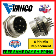 Vanco CBC6PX CB Radio Microphone 6 Pin Male Panel Jack Replacement Connector Kit