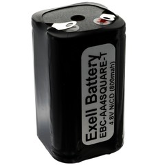 Exell Custom 4.8V 800mAh NiCd 4xAA Square Battery Pack with Tabs