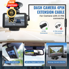 EWAY 4 Pin Extension Cable (10FT/3M) for Dash Cam Rear View 10FT, Black