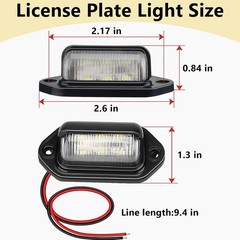 2 PCS White LED License Plate Light, 6-SMD Waterproof Tag Lights, 12V-24V DC Lam