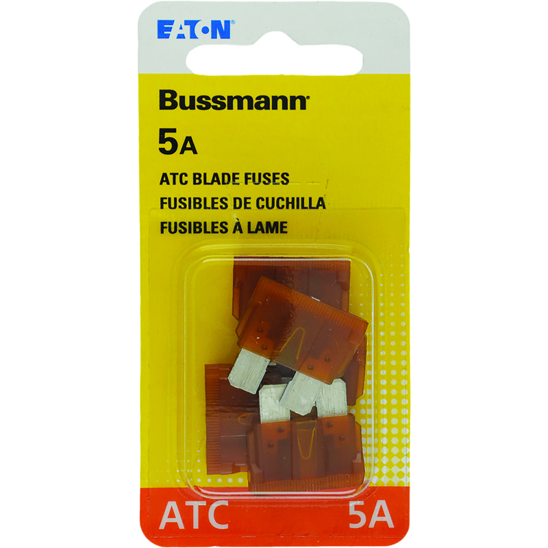 Bussmann BP/ATC-5-RP Plastic 5A 1kA 32V dc Tan Blade Fuse 3/4 L in. (Pack of 5)