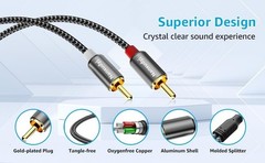 1ft Braided 3.5mm to 2RCA Audio Cable – Durable, Secure Connections Guaranteed
