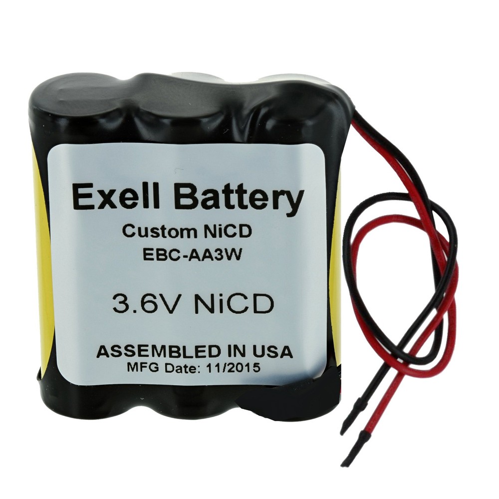 Exell 3.6V Custom NiCd 1000mAh Battery Pack w/ 5″ AWG Bare Wire Leads
