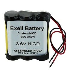 Exell 3.6V Custom NiCd 1000mAh Battery Pack w/ 5″ AWG Bare Wire Leads