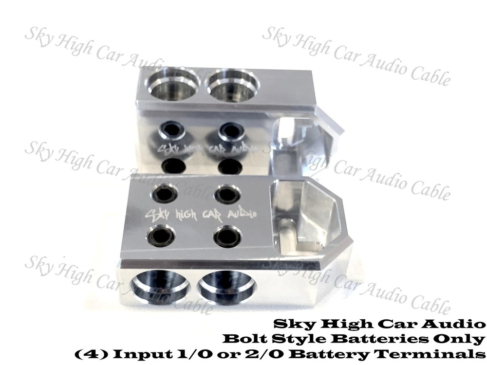 Pair of Sky High Car Audio (4) 1/0 or 2/0 Gauge BATTERY TERMINALS BOLT USE ONLY
