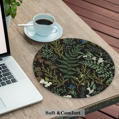 XUNLURY Dark Green Plant Mouse Pad, Vintage 7.9×7.9 inches, color 1