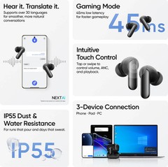 realme Buds Air 8 Pro with 55dB ANC| Dual DAC Drivers| Spatial Audio | Black