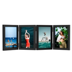 WARM&LOVE 4 Picture Frame, 4×6 4 x 6 inches, 4 Hole Lotus Leaf Frame-Black