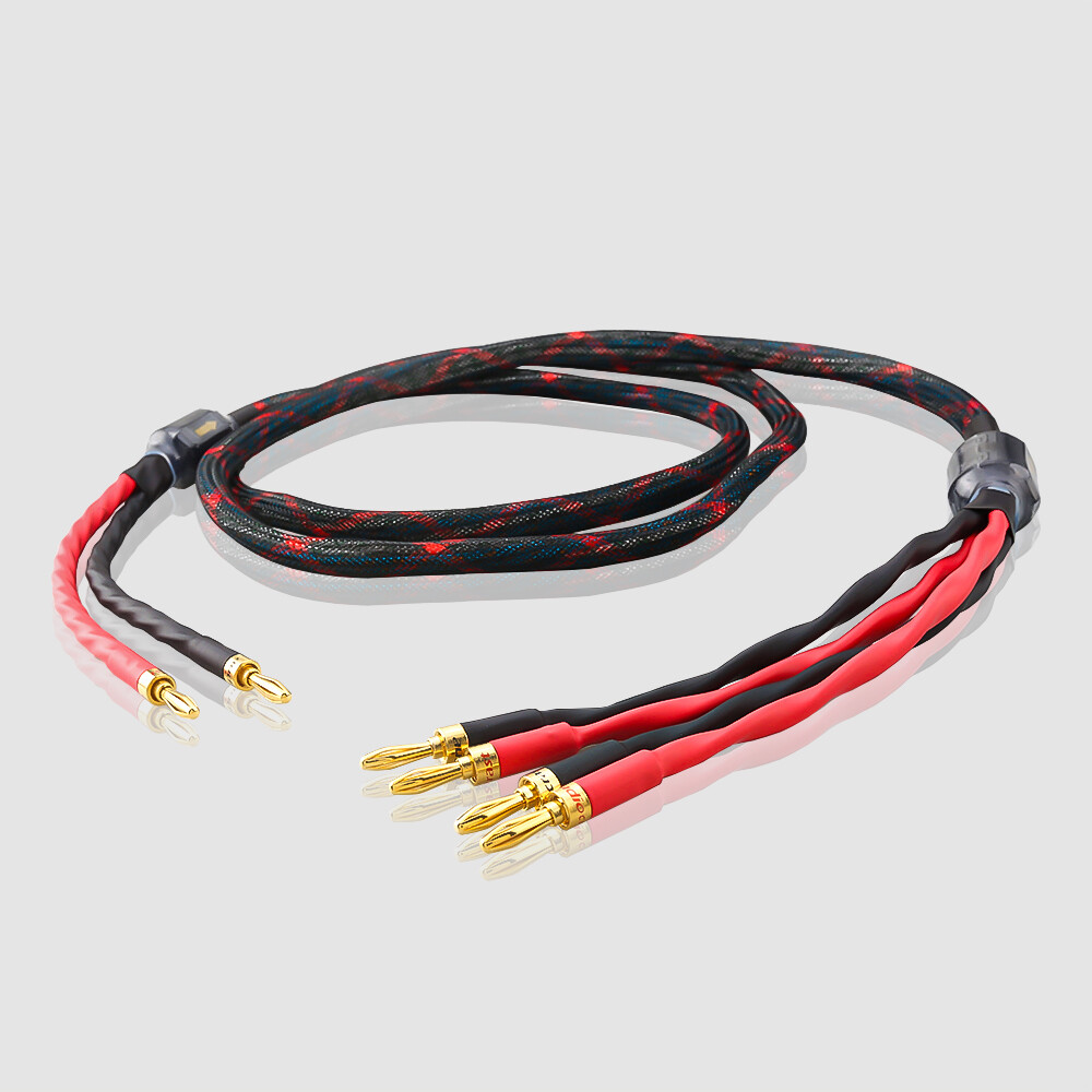 One Piece 12AWG OCC Pure Copper HIFI Audio Bi-wire Speaker Cable 2 to 4 Plugs