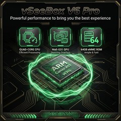 vSeeBox V6 Pro Android 14 TV Box 4GB RAM 32GB ROM WiFi 6 BT Remote Media Player