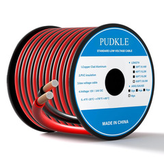 18 Gauge/18 AWG Copper Clad Aluminum 2 Conductor Red Black Electrical Wire 100FT