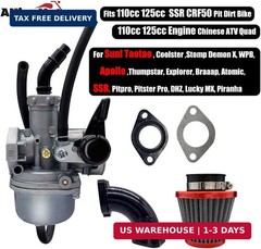 22mm Carb PZ22 Carburetor Air Filter Set For 110cc 125cc SSR CRF50 Pit Dirt B…