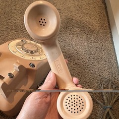 Vtg ITT Model 500-13 Rotary Desk Phone, Beige w/ Rare Clear Indicator Light Lens
