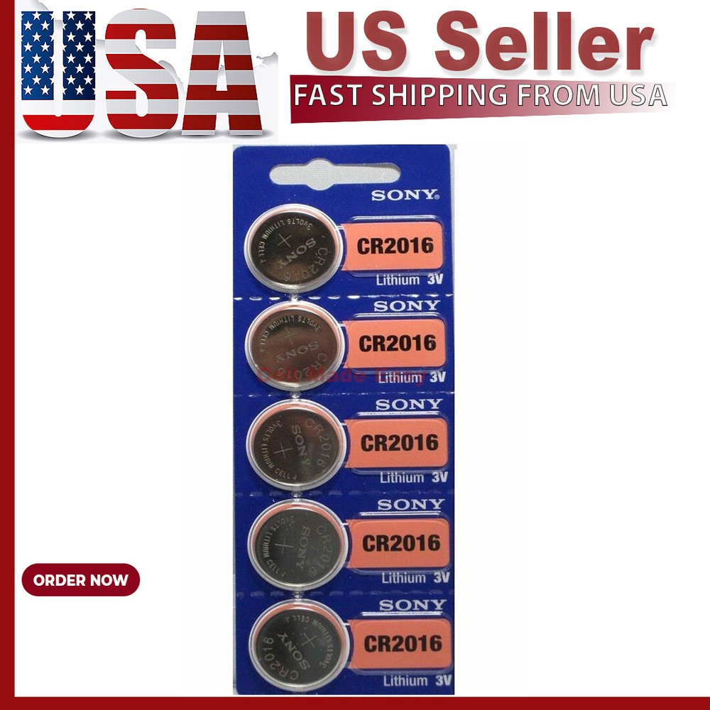 FRESH NEW 5 x SONY CR2016 Lithium Battery 3V Pack of 5 Pcs Coin Cell Expire 2027