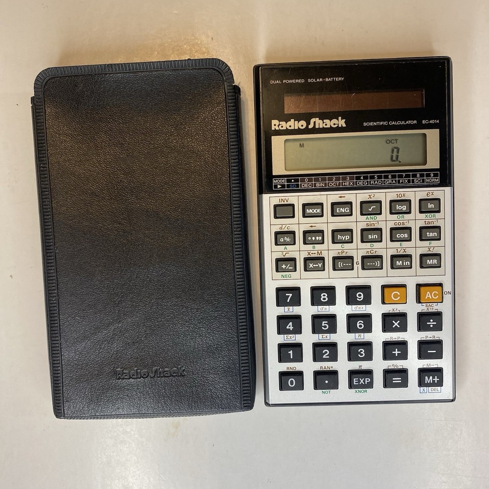 RADIO SHACK EC-4014 Scientific Calculator Solar Powered With Soft Pouch Works