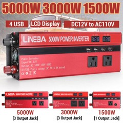 Convertidor De Corriente 5000W Para Carros Coche DC 12V a 110V AC Inversor 4 USB