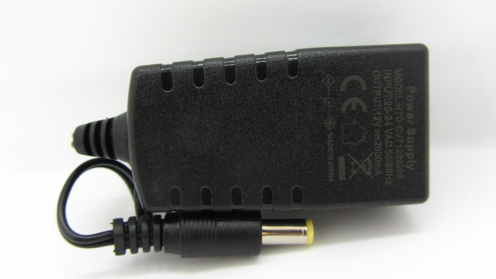 24 VAC to 12 VDC 2000mA Power Converter Adapter Indoor Outdoor Security Camera