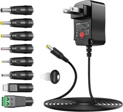 Versatile 12W Plug-in Universal Adapter with 8 Tips – Ideal for Home and Travel