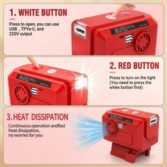220V Portable Power Inverter for Milwaukee 18V Battery,AC & USB Output，promotion