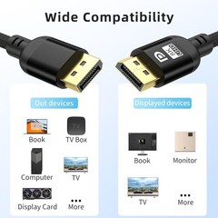 8K DisplayPort Cable 3.3FT, DP 1.4 Cable, 32.4Gbps 8K@60Hz 4K@120Hz 2K@240Hz,…