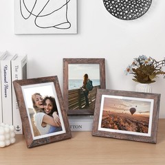 Fixwal 5×7 Picture Frames Set of 5, Rustic Brown Wood 5×7, D-Rustic