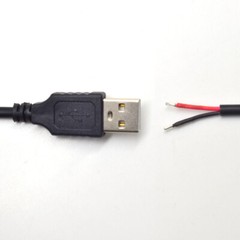 2pcs 3.3Ft 20AWG USB2.0 Male Plug 2pin Wire DIY USB Pigtail Cable 5A DC Power US