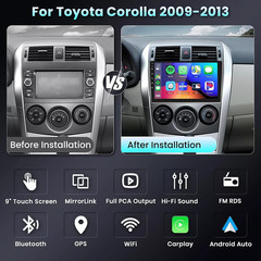 Android 15+CAM Carplay For Toyota Corolla 2009-2013 GPS Nav Car Stereo Radio SWC