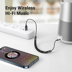 UGREEN Aux to Bluetooth 6.0 Adapter 2.76 IN * 6.3 * 0.67 IN, Dark Grey