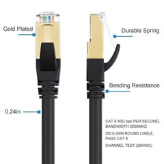 6.5-50 ft CAT8 Ethernet RJ45 LAN Cable Super Speed 40 Gbps Patch Network