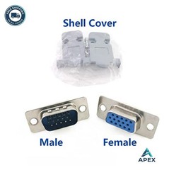 10PCS VGA Male Female DB15 HD15 15 Pin Solder Cup Connectors Kit With Hoods