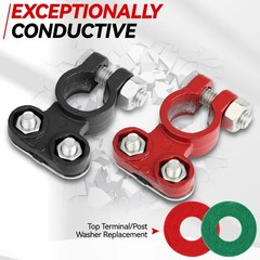 Set Top Post Color-Coded Lead Alloy Car Battery Terminal Connector Cable Clamps