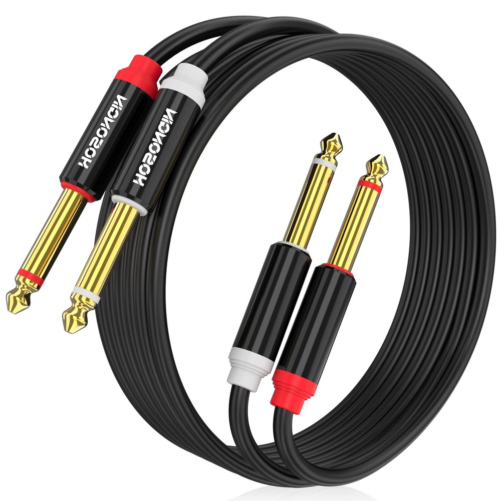 Dual 1/4 inch TS to Dual 1/4 inch TS Stereo Interconnect Insert Cable, PVC Ja…