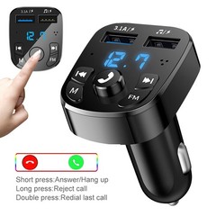 Bluetooth 5.0 Car Wireless FM Transmitter Adapter 2USB PD Charger AUX Hands-Free