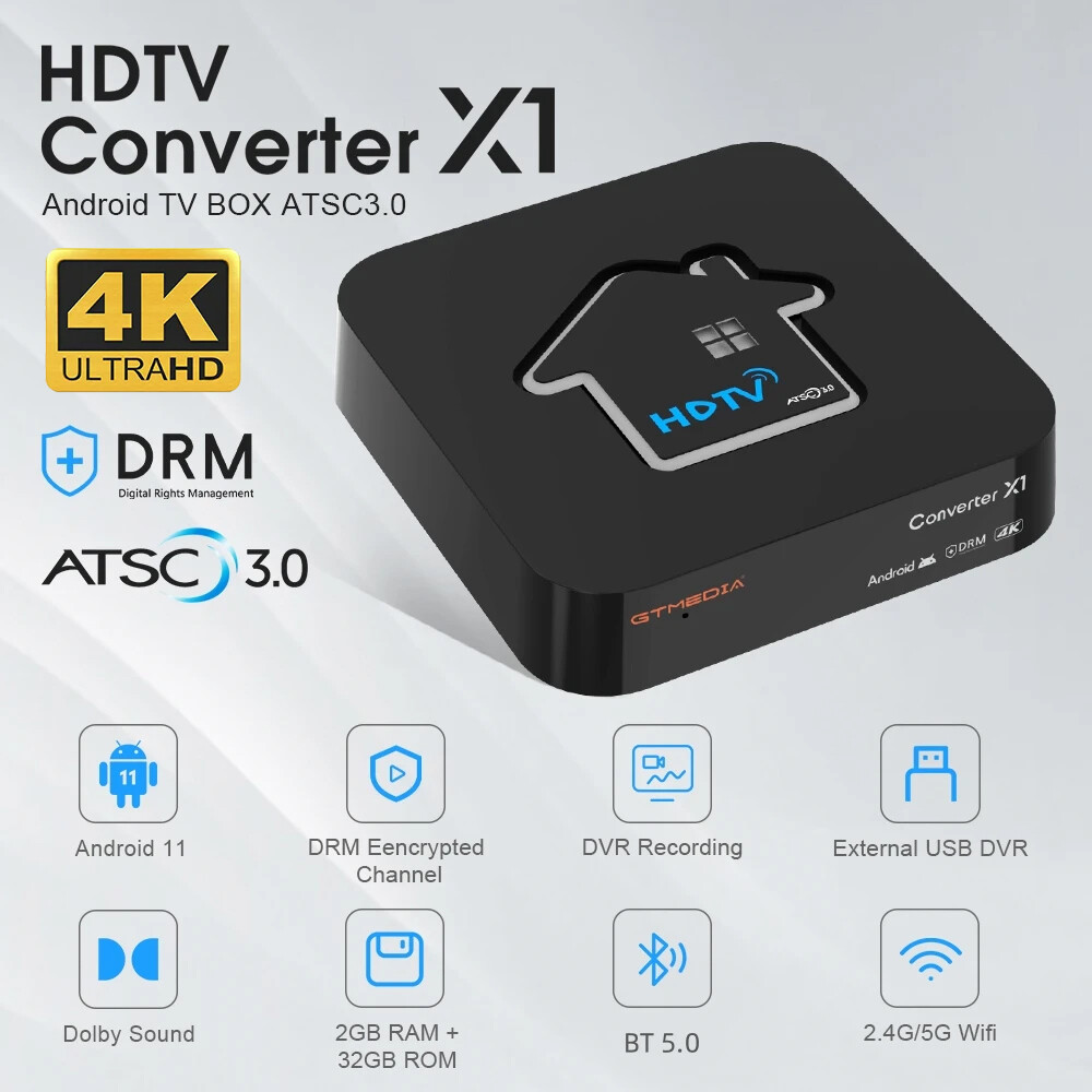 GTMEDIA ATSC 3.0/1.0 OTA Digital TV Tuner Box HDMI WIFI Media Streaming Player