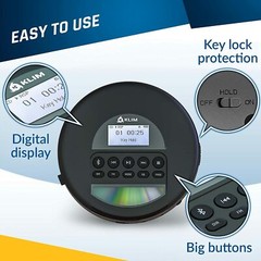 KLIM Nomad Portable CD Player Walkman, FM Radio, Bluetooth, Fusion Earphones