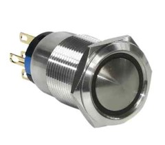 DOMED LED ON/OFF Stainless Steel Push Button Switch w/Harness