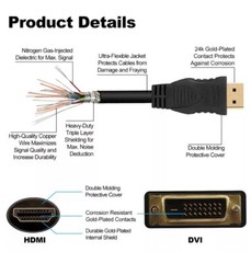 2 x 3ft HDMI to DVI-D 24+1 Pin Monitor Display Adapter Cables Male/Male HD HDTV