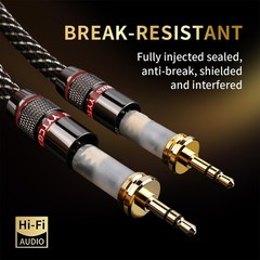Audiophile HiFi Audio Cable–3.5mm to 3.5mm,6N OFC Core,24K Gold-Plated Plugs,…