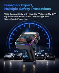 Nulaxy 54W Bluetooth 5.3 Car Adapter Charger 4-Port Fast Small, A-Black