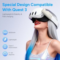2X Battery Pack for Meta Quest 3/3S and Oculus Quest 2 W/Fast Charging 6000Mah